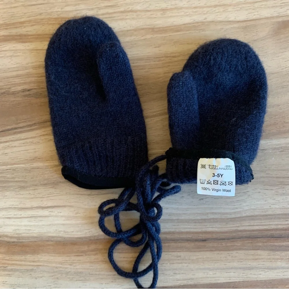 tittimitti 100% Virgin Wool winter Mittens Kids 3-5Y Knit String OEKO-TEX USA
